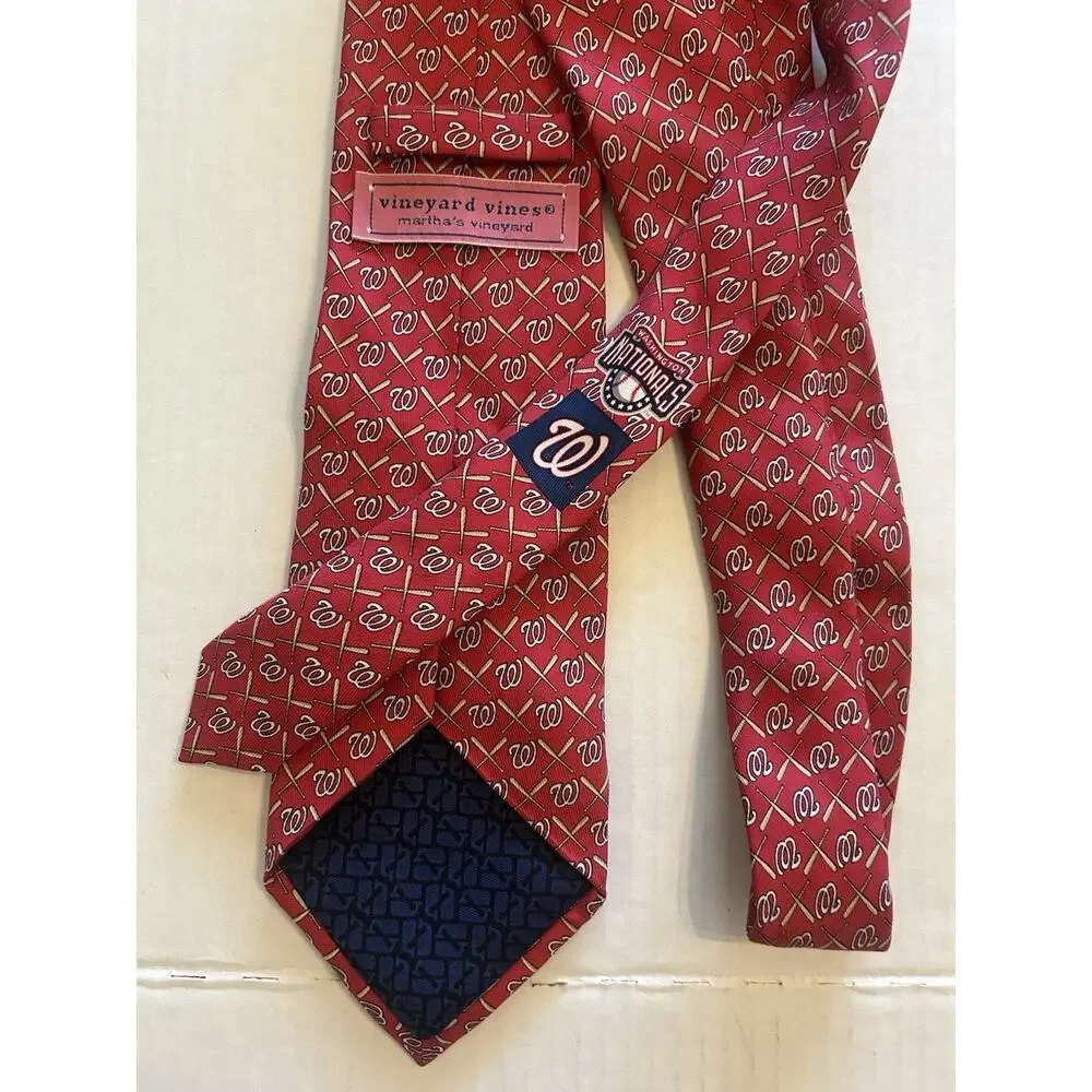 Vineyard Vines Washington Nationals Baseball Red Silk Tie 3.5” Custom Collection